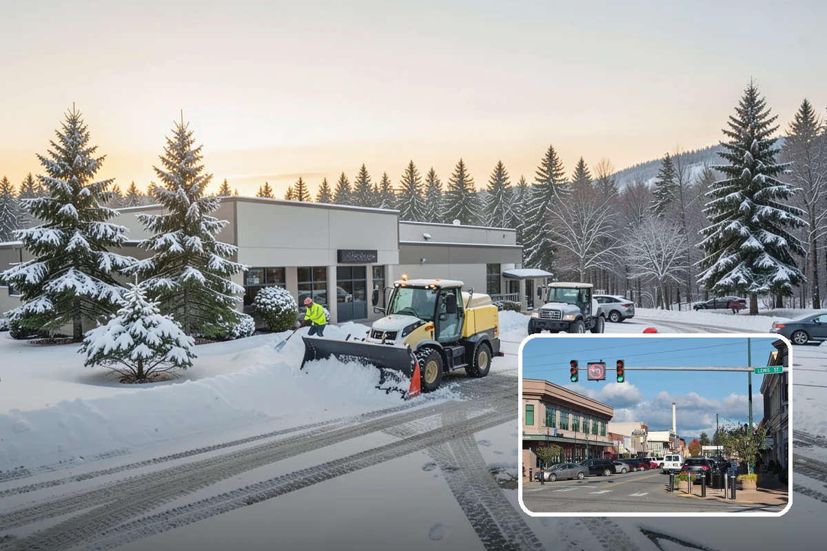 Property Management Snow Plowing in Monroe, Snohomish County, WA - Entire portfolio served under one contract and contact
