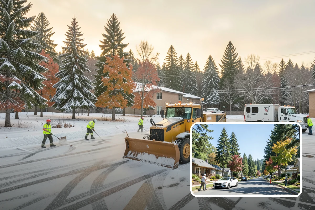 Property Management Snow Plowing in Orting, Pierce County, WA - Entire portfolio served under one contract and contact