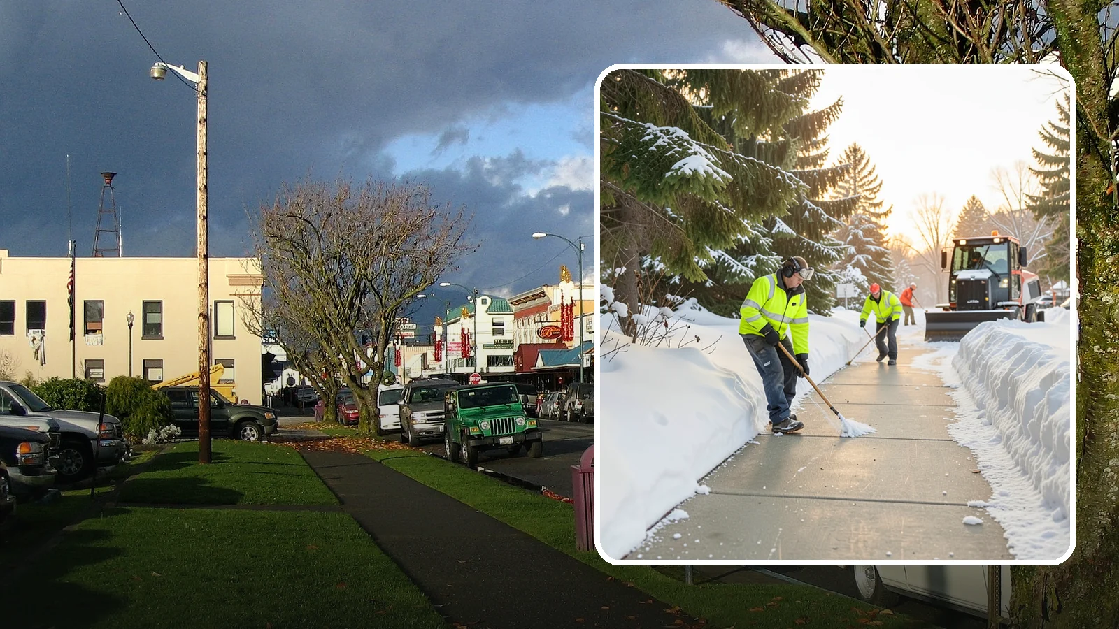 Public Sidewalk Clearing in Arlington, Snohomish County, WA - We keep the public sidewalks fronting your property clear to meet local ordinances and protect pedestrians.