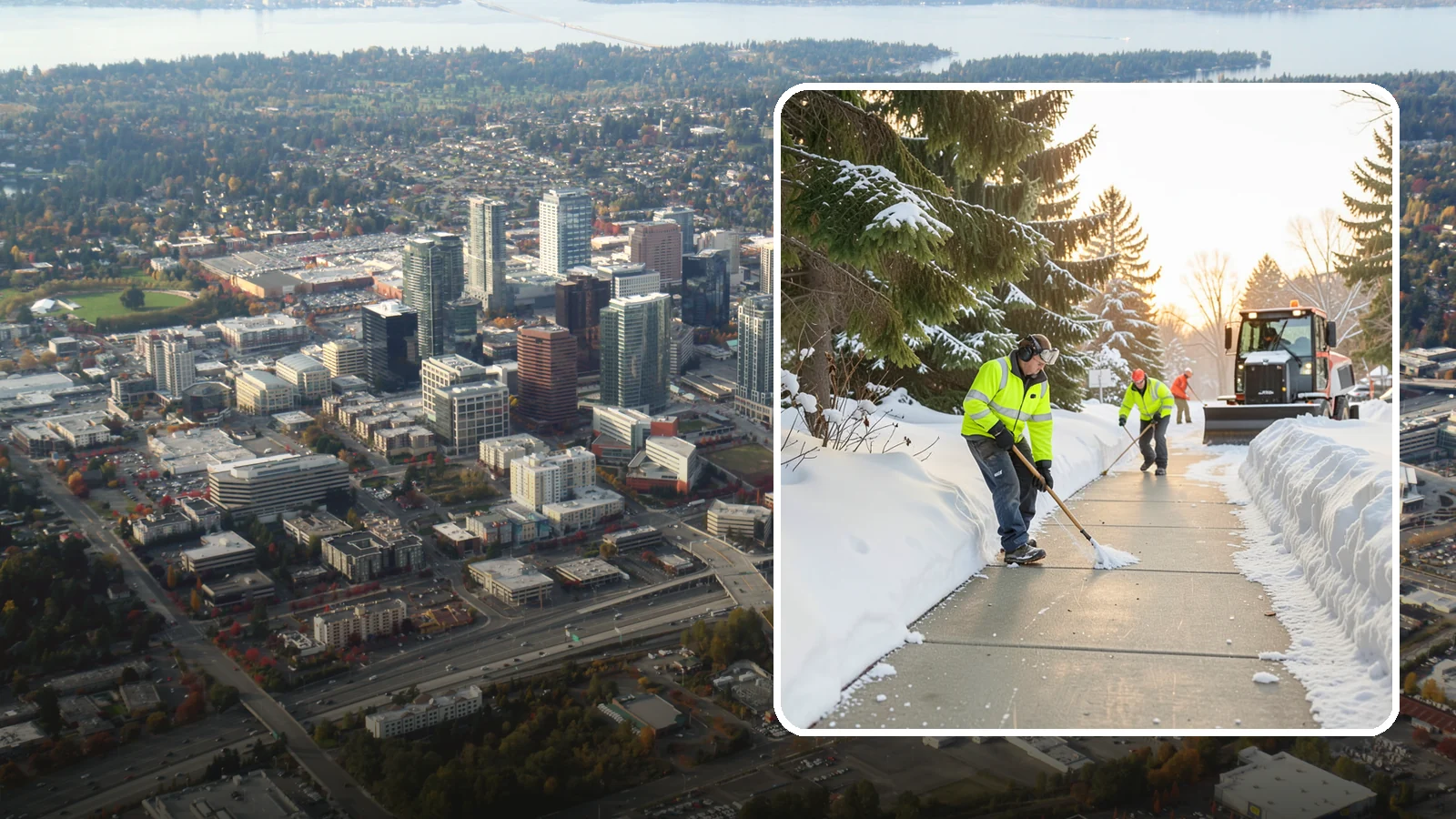 Public Sidewalk Clearing in Bellevue, King County, WA - We keep the public sidewalks fronting your property clear to meet local ordinances and protect pedestrians.