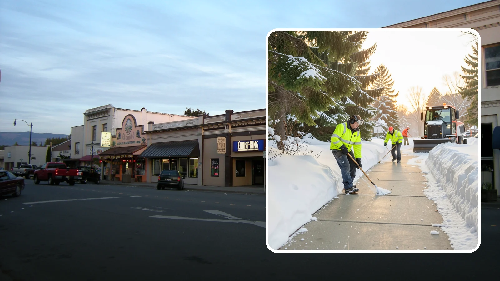 Public Sidewalk Clearing in Burlington, Skagit County, WA - We keep the public sidewalks fronting your property clear to meet local ordinances and protect pedestrians.
