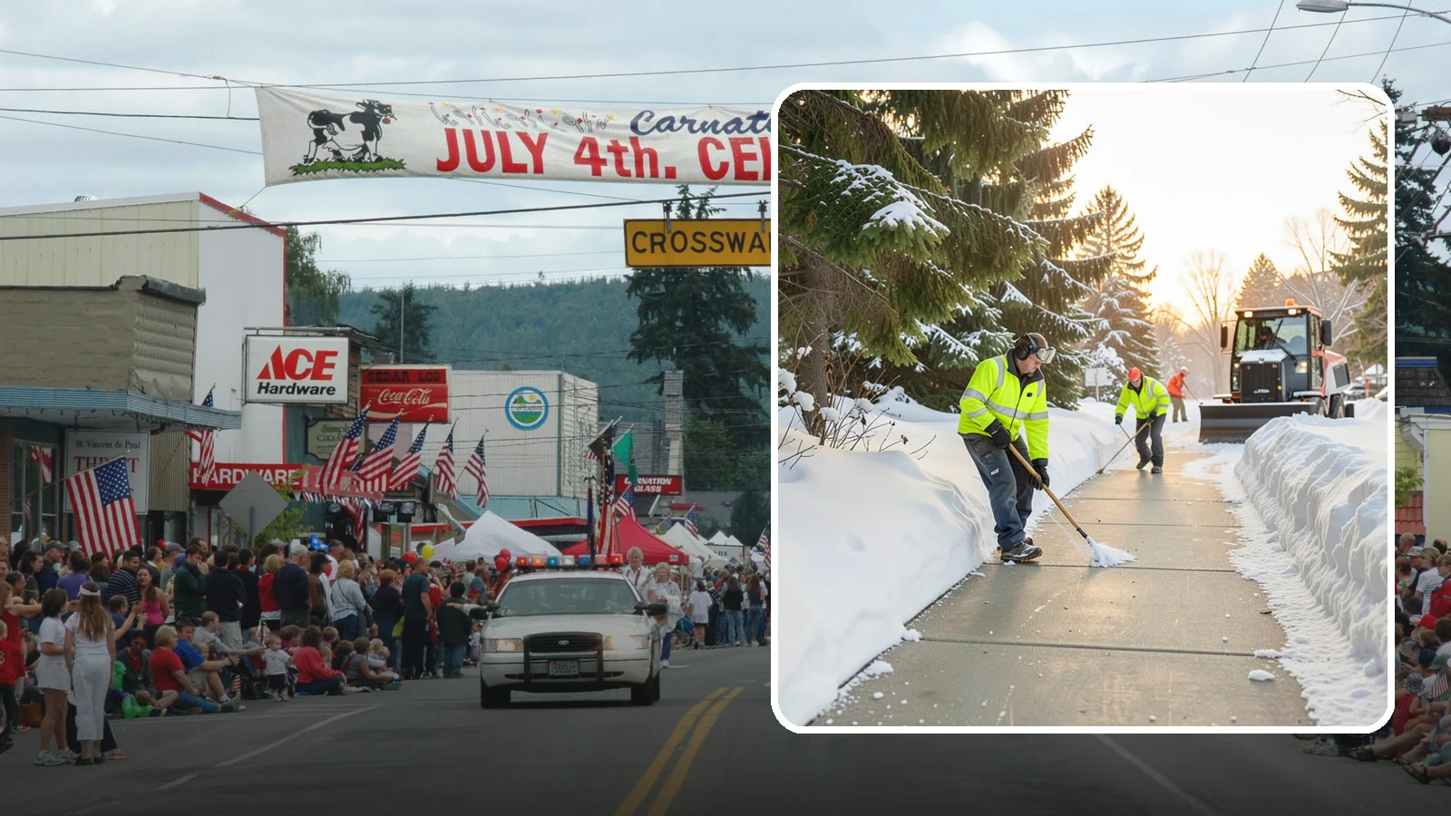 Public Sidewalk Clearing in Carnation, King County, WA - We keep the public sidewalks fronting your property clear to meet local ordinances and protect pedestrians.