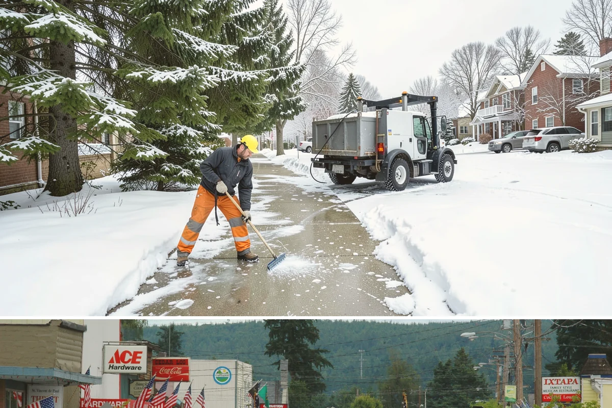 Public Sidewalk Clearing in Carnation, King County, WA - Public sidewalk clearing is required after every snowfall through the winter season.