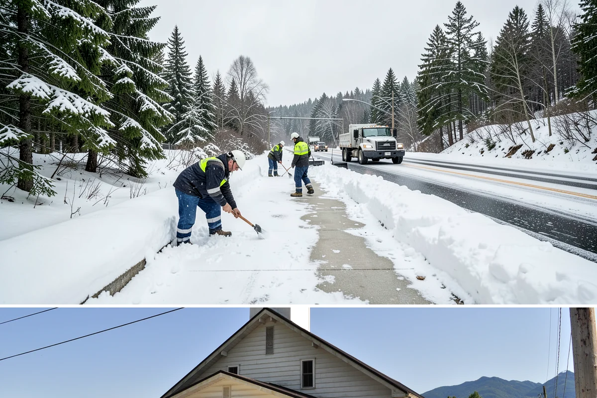 Public Sidewalk Clearing in Concrete, Skagit County, WA - Public sidewalk clearing is required after every snowfall through the winter season.