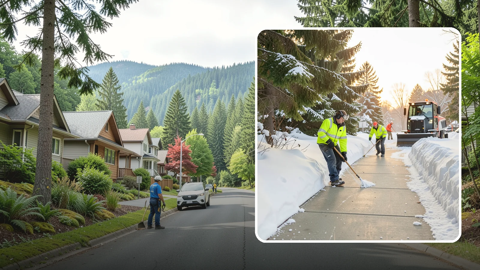 Public Sidewalk Clearing in Darrington, Snohomish County, WA - We keep the public sidewalks fronting your property clear to meet local ordinances and protect pedestrians.