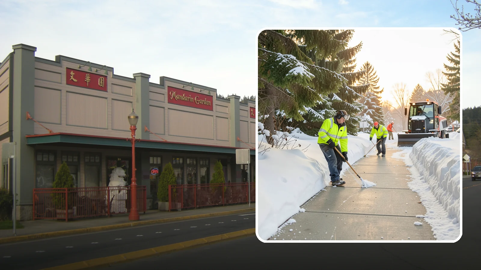 Public Sidewalk Clearing in Issaquah, King County, WA - We keep the public sidewalks fronting your property clear to meet local ordinances and protect pedestrians.