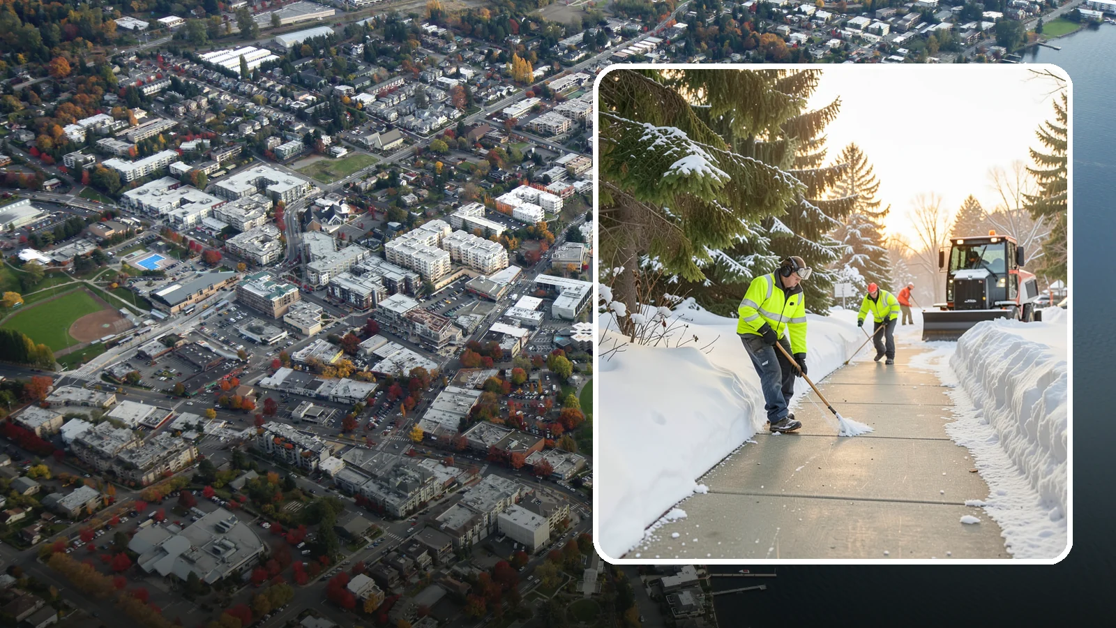 Public Sidewalk Clearing in Kirkland, King County, WA - We keep the public sidewalks fronting your property clear to meet local ordinances and protect pedestrians.