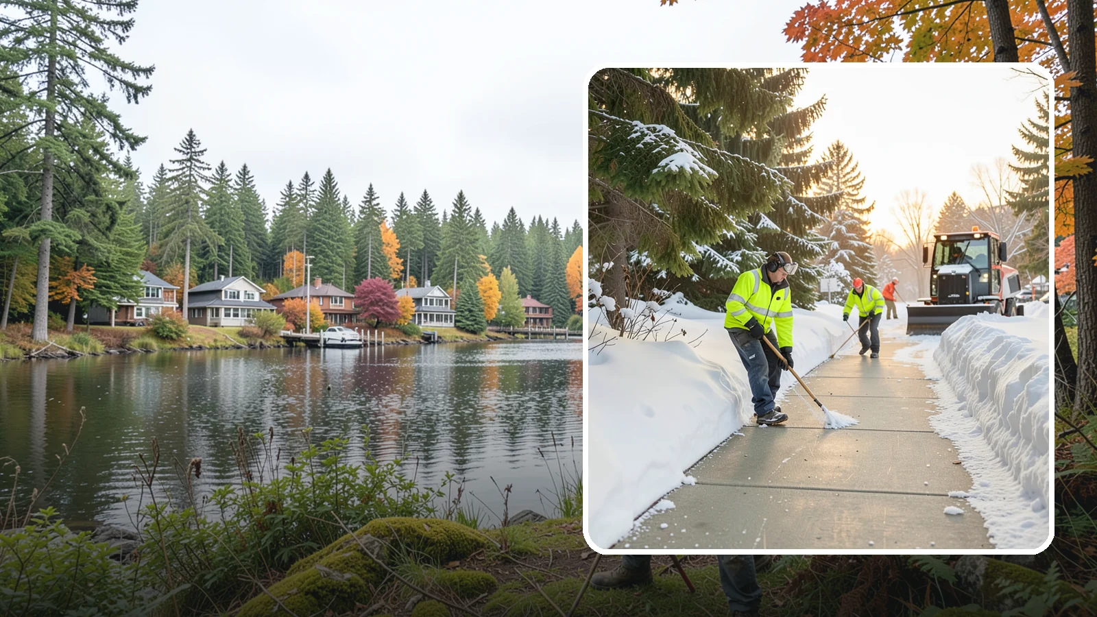 Public Sidewalk Clearing in La Conner, Skagit County, WA - We keep the public sidewalks fronting your property clear to meet local ordinances and protect pedestrians.
