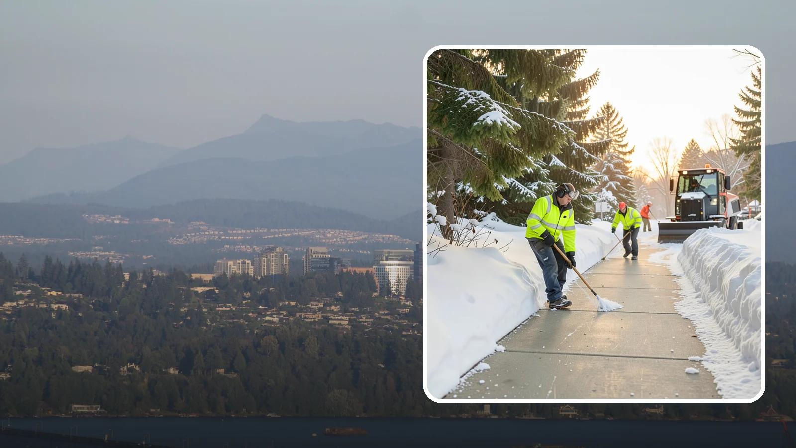 Public Sidewalk Clearing in Medina, King County, WA - We keep the public sidewalks fronting your property clear to meet local ordinances and protect pedestrians.