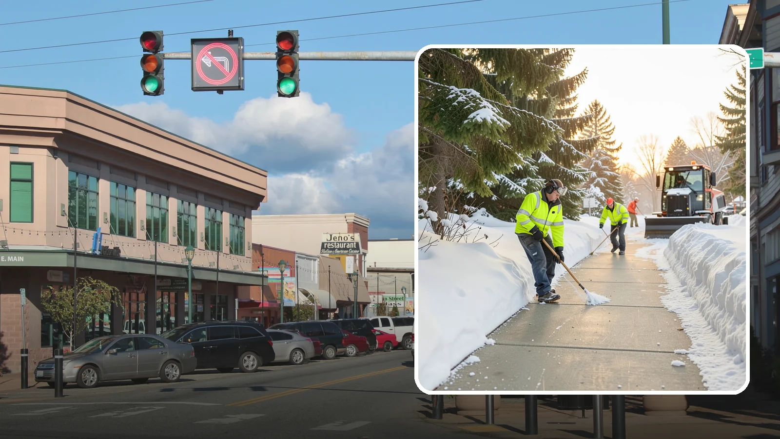 Public Sidewalk Clearing in Monroe, Snohomish County, WA - We keep the public sidewalks fronting your property clear to meet local ordinances and protect pedestrians.