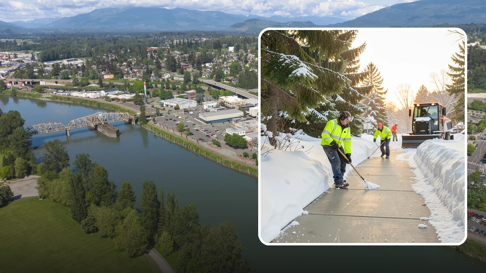 Public Sidewalk Clearing in Mount Vernon, Skagit County, WA - We keep the public sidewalks fronting your property clear to meet local ordinances and protect pedestrians.