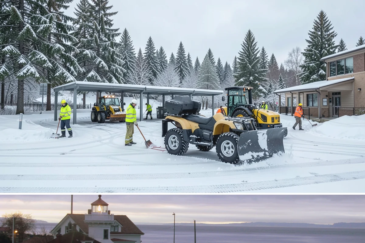 Public Sidewalk Clearing in Mukilteo, Snohomish County, WA - Public sidewalk clearing is required after every snowfall through the winter season.