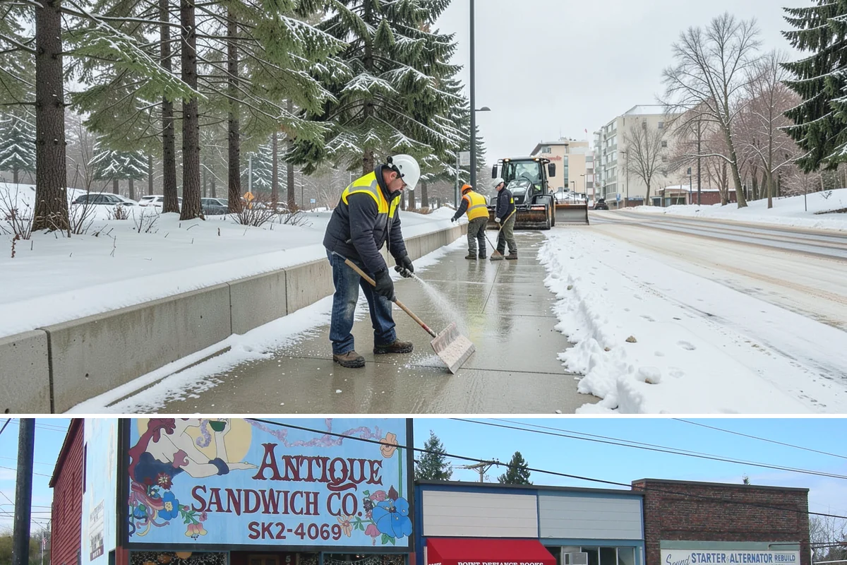 Public Sidewalk Clearing in Ruston, Pierce County, WA - Public sidewalk clearing is required after every snowfall through the winter season.
