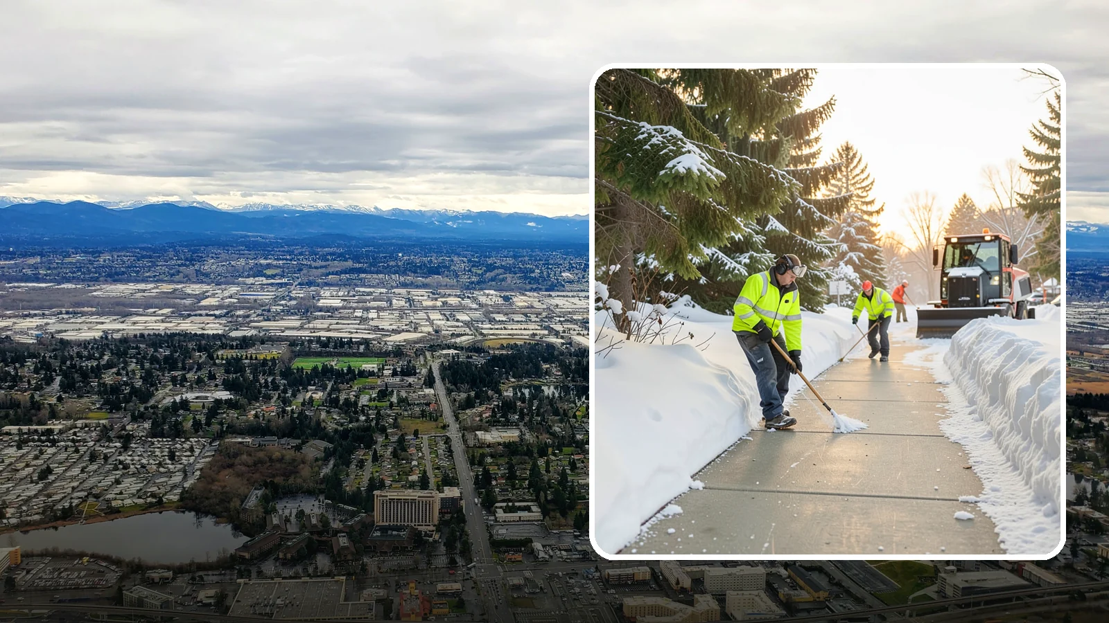 Public Sidewalk Clearing in SeaTac, King County, WA - We keep the public sidewalks fronting your property clear to meet local ordinances and protect pedestrians.