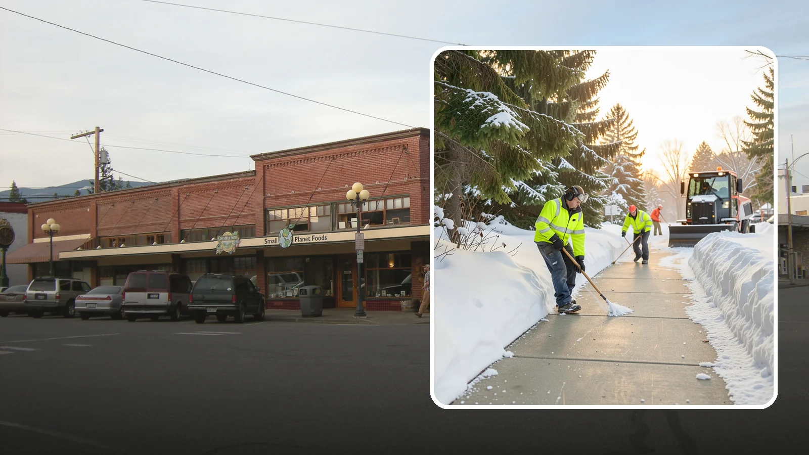 Public Sidewalk Clearing in Sedro-Woolley, Skagit County, WA - We keep the public sidewalks fronting your property clear to meet local ordinances and protect pedestrians.