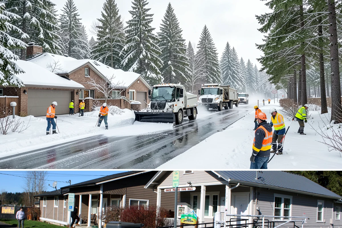Public Sidewalk Clearing in South Prairie, Pierce County, WA - Public sidewalk clearing is required after every snowfall through the winter season.