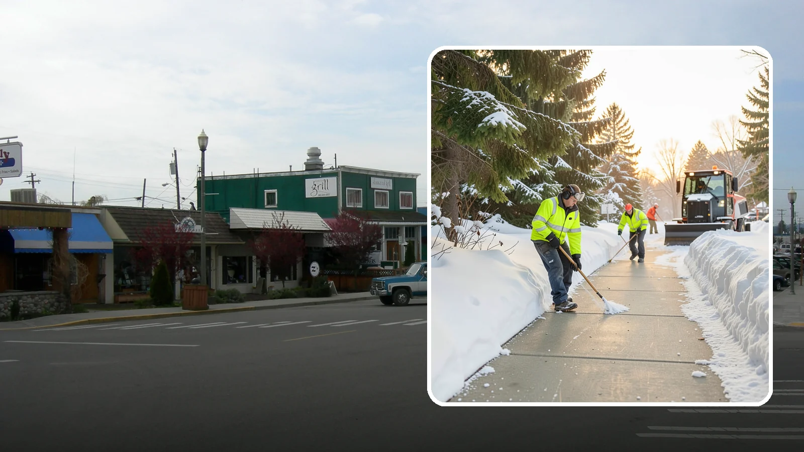 Public Sidewalk Clearing in Stanwood, Snohomish County, WA - We keep the public sidewalks fronting your property clear to meet local ordinances and protect pedestrians.