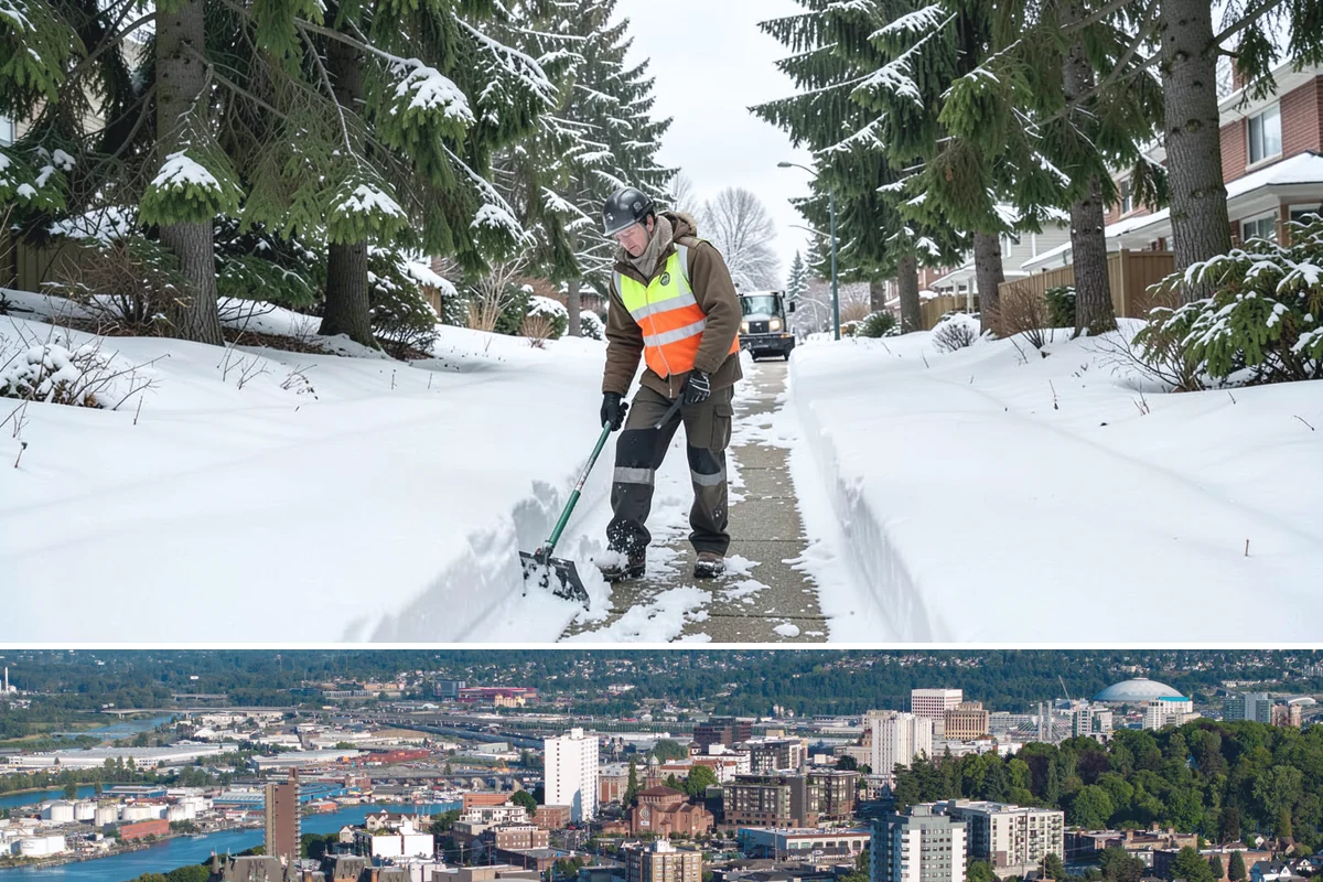 Public Sidewalk Clearing in Tacoma, Pierce County, WA - Public sidewalk clearing is required after every snowfall through the winter season.