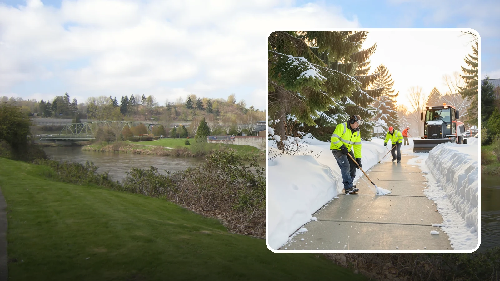 Public Sidewalk Clearing in Tukwila, King County, WA - We keep the public sidewalks fronting your property clear to meet local ordinances and protect pedestrians.