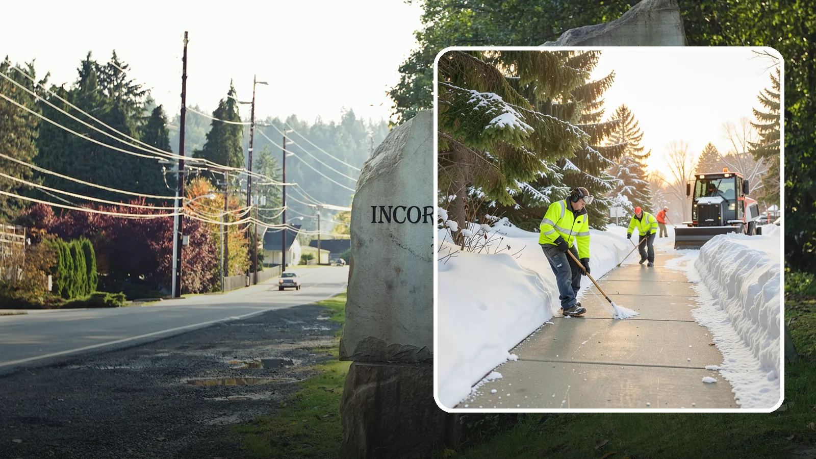 Public Sidewalk Clearing in Wilkeson, Pierce County, WA - We keep the public sidewalks fronting your property clear to meet local ordinances and protect pedestrians.