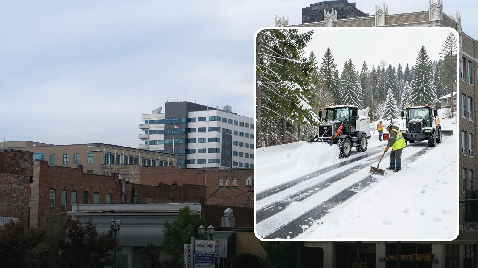 Ramp Snow Removal in Everett, Snohomish County, WA - Clearing of parking ramps and vehicle inclines where snow and ice make grade transitions dangerous for drivers.