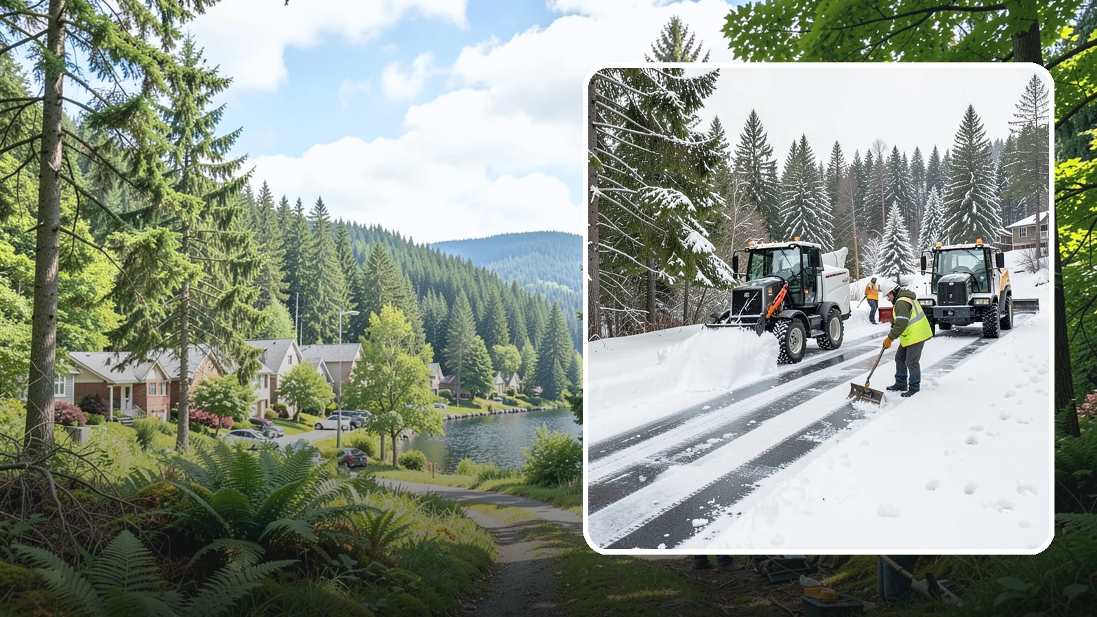 Ramp Snow Removal in Lake Forest Park, King County, WA - Clearing of parking ramps and vehicle inclines where snow and ice make grade transitions dangerous for drivers.