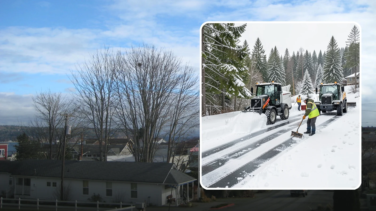 Ramp Snow Removal in Langley, Island County, WA - Clearing of parking ramps and vehicle inclines where snow and ice make grade transitions dangerous for drivers.