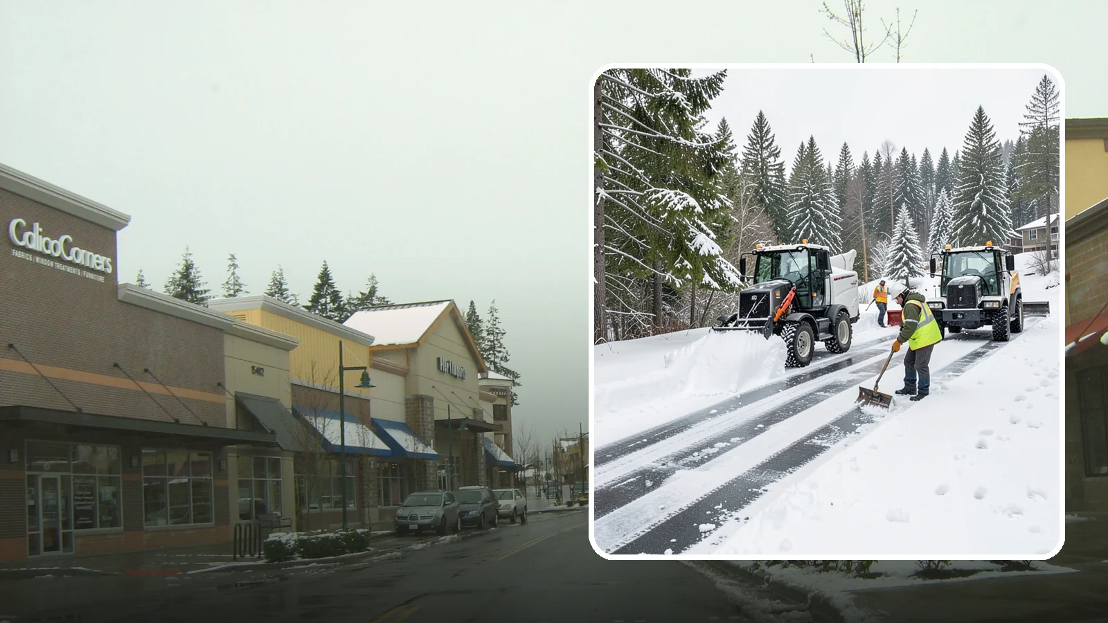 Ramp Snow Removal in Mill Creek, Snohomish County, WA - Clearing of parking ramps and vehicle inclines where snow and ice make grade transitions dangerous for drivers.