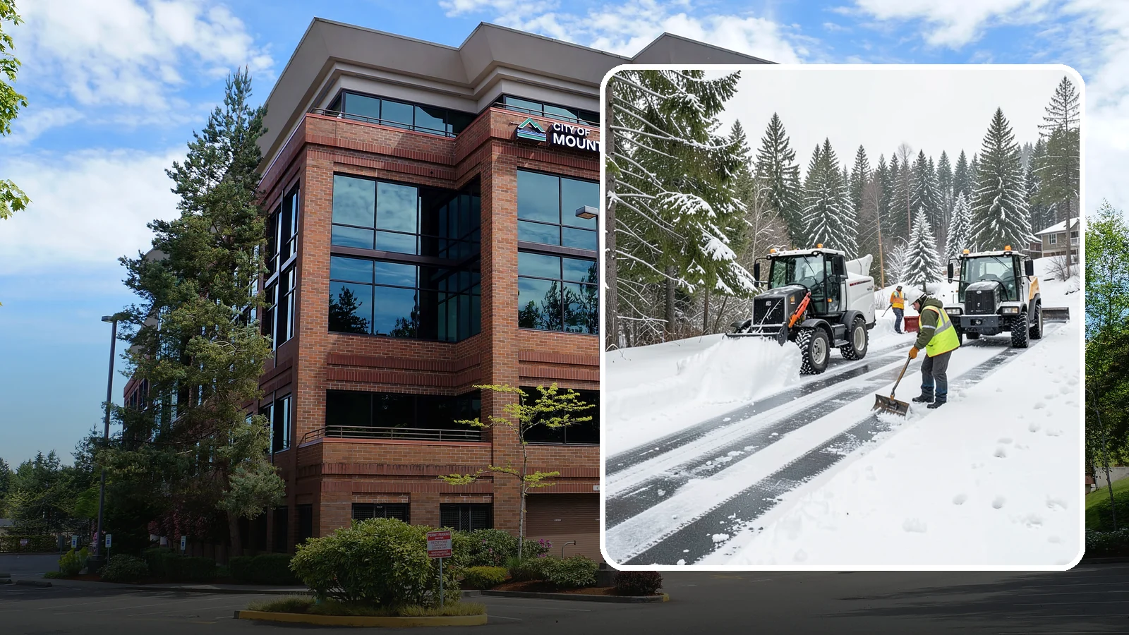 Ramp Snow Removal in Mountlake Terrace, Snohomish County, WA - Clearing of parking ramps and vehicle inclines where snow and ice make grade transitions dangerous for drivers.