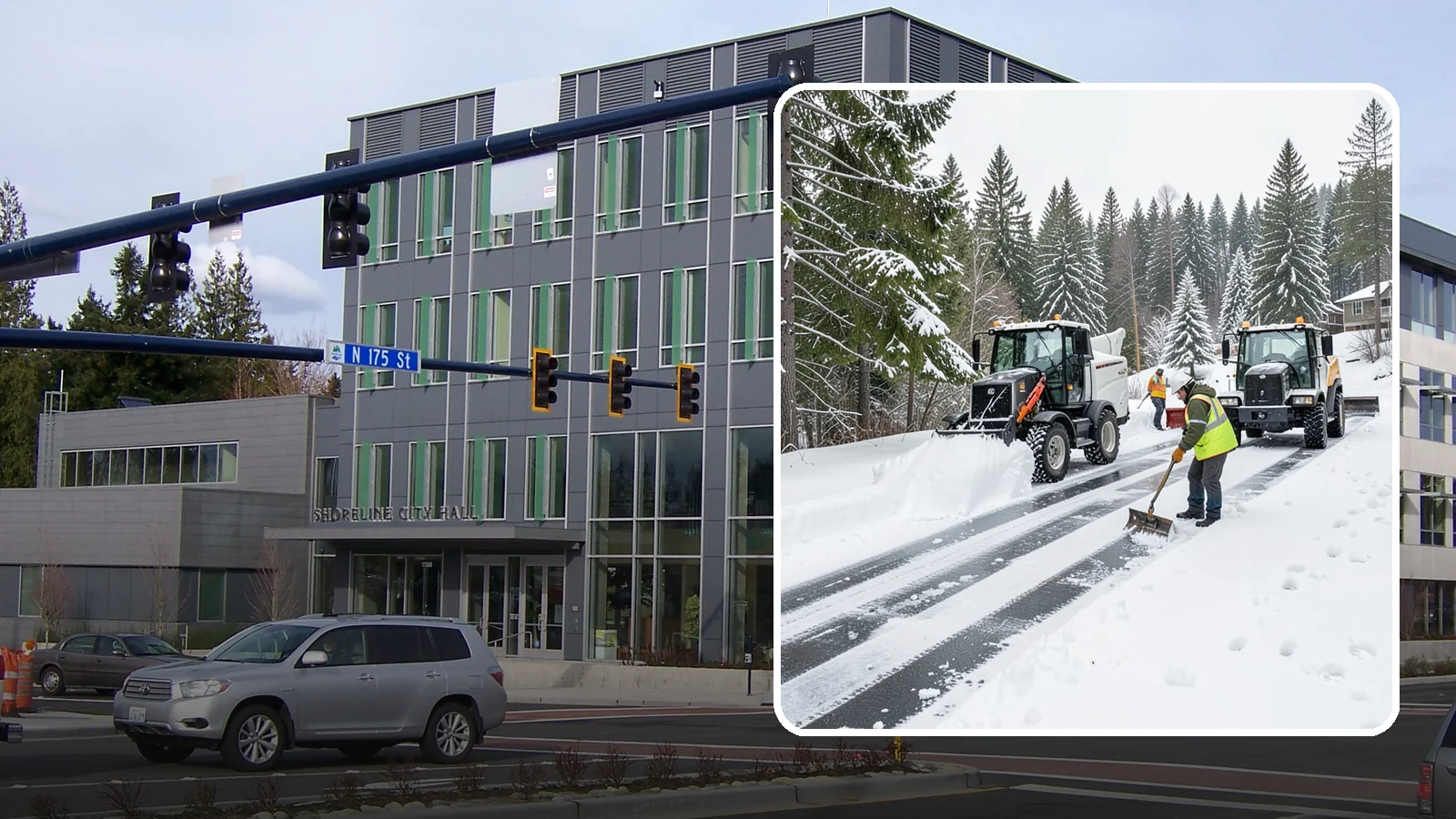 Ramp Snow Removal in Shoreline, King County, WA - Clearing of parking ramps and vehicle inclines where snow and ice make grade transitions dangerous for drivers.