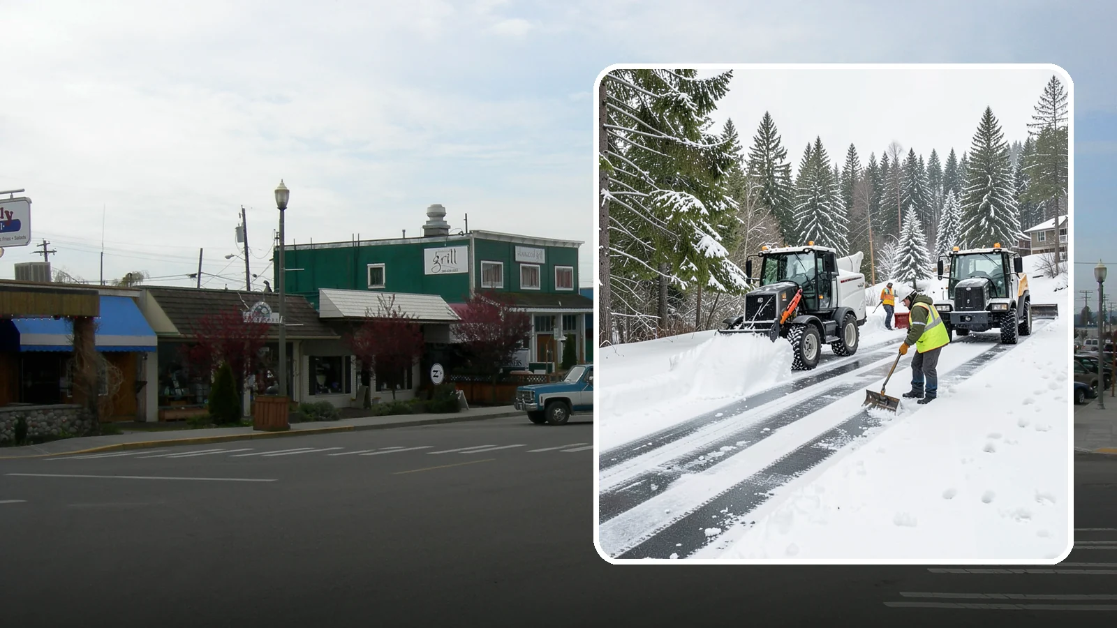 Ramp Snow Removal in Stanwood, Snohomish County, WA - Clearing of parking ramps and vehicle inclines where snow and ice make grade transitions dangerous for drivers.