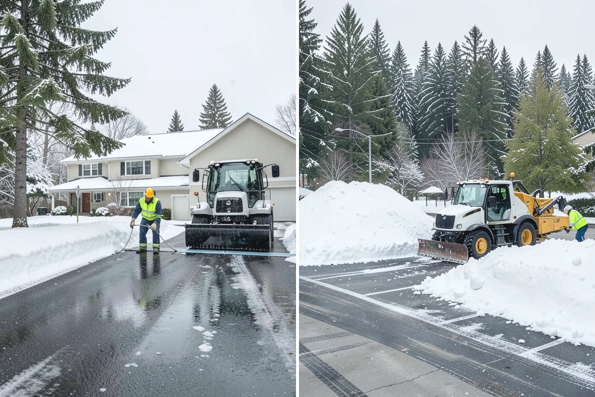Refreeze Prevention in Auburn, King County, WA - Clear standing meltwater from low points and shaded zones