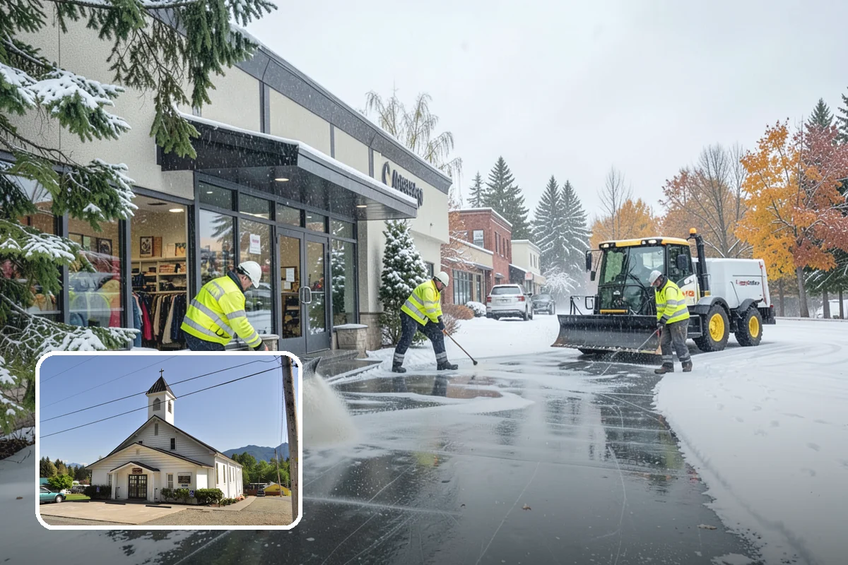 Refreeze Prevention in Concrete, Skagit County, WA - Stops afternoon melt from refreezing into overnight glaze