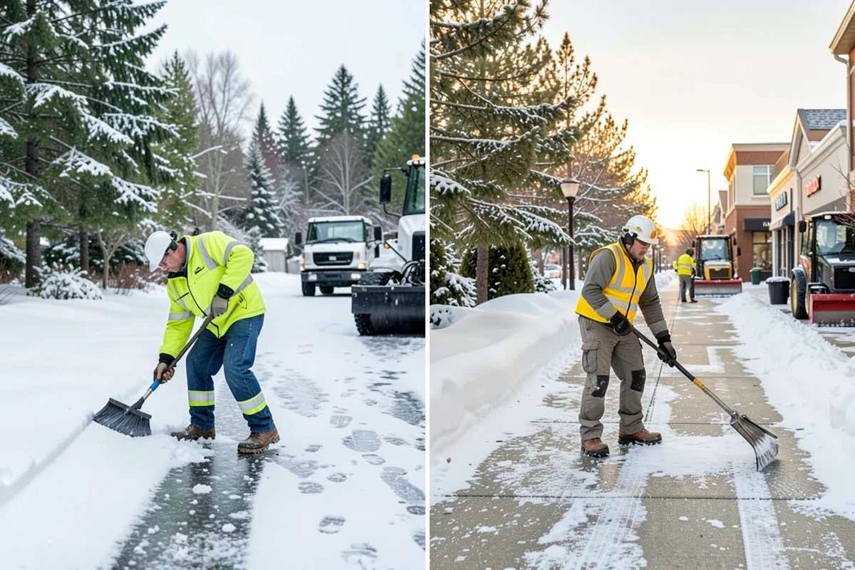 Refreeze Prevention in Concrete, Skagit County, WA - Clear standing meltwater from low points and shaded zones