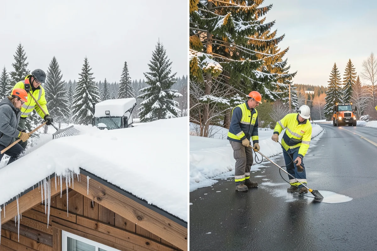 Refreeze Prevention in Issaquah, King County, WA - Clear standing meltwater from low points and shaded zones