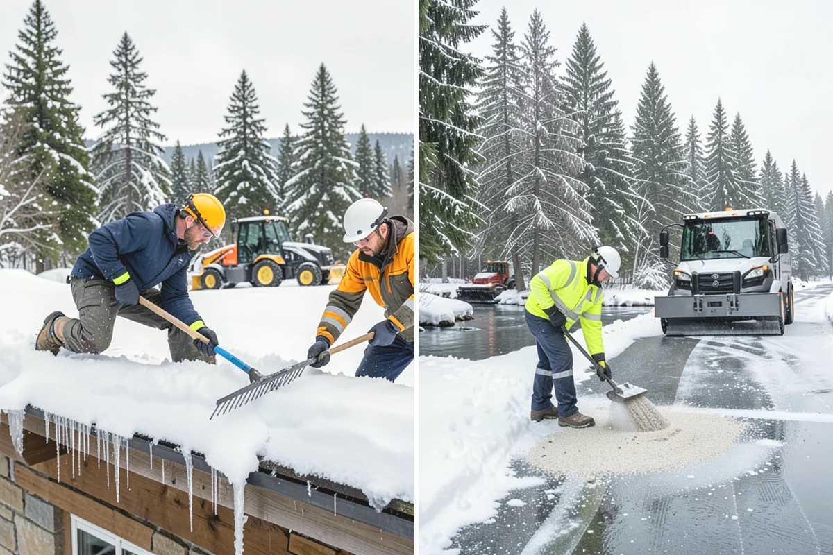 Refreeze Prevention in La Conner, Skagit County, WA - Clear standing meltwater from low points and shaded zones