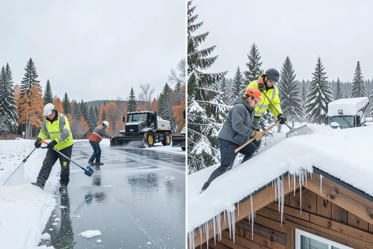 Refreeze Prevention in Medina, King County, WA - Clear standing meltwater from low points and shaded zones