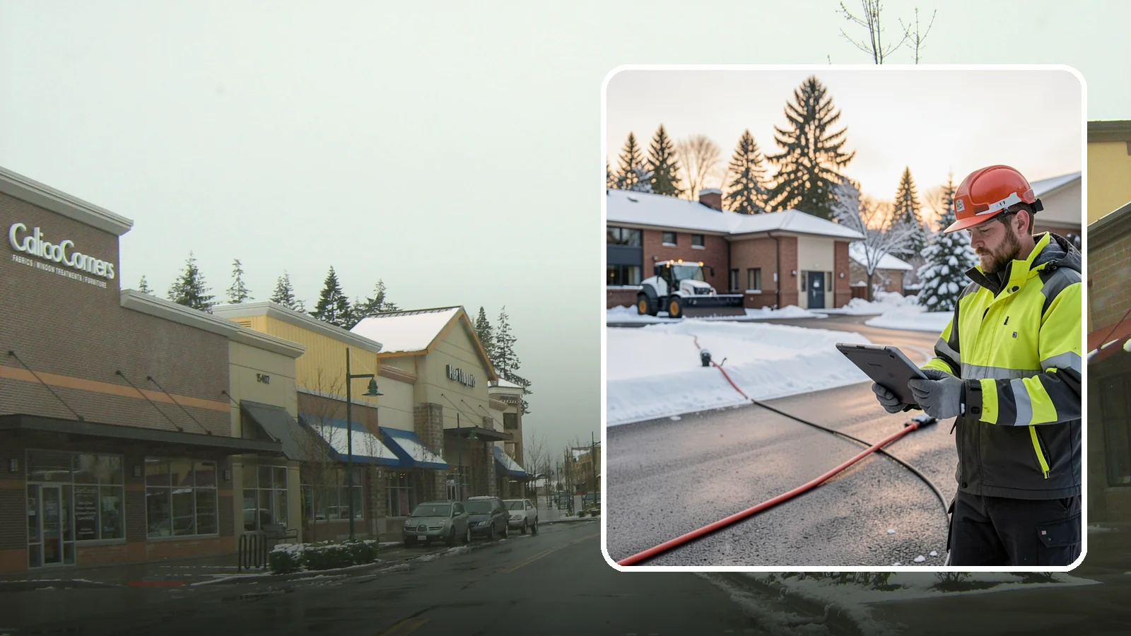 Refreeze Prevention in Mill Creek, Snohomish County, WA - Refreeze prevention stops daytime meltwater from turning back into dangerous ice once temperatures drop after dark.