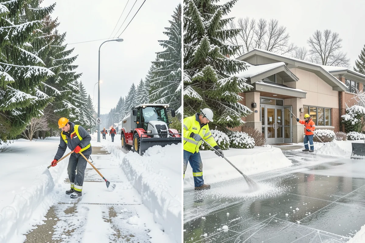 Refreeze Prevention in Milton, King County, WA - Clear standing meltwater from low points and shaded zones