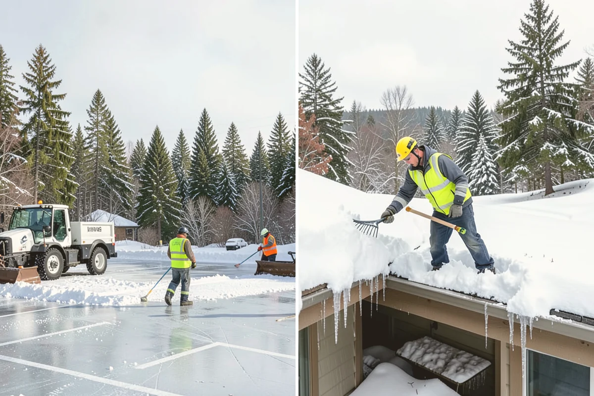 Refreeze Prevention in Newcastle, King County, WA - Clear standing meltwater from low points and shaded zones
