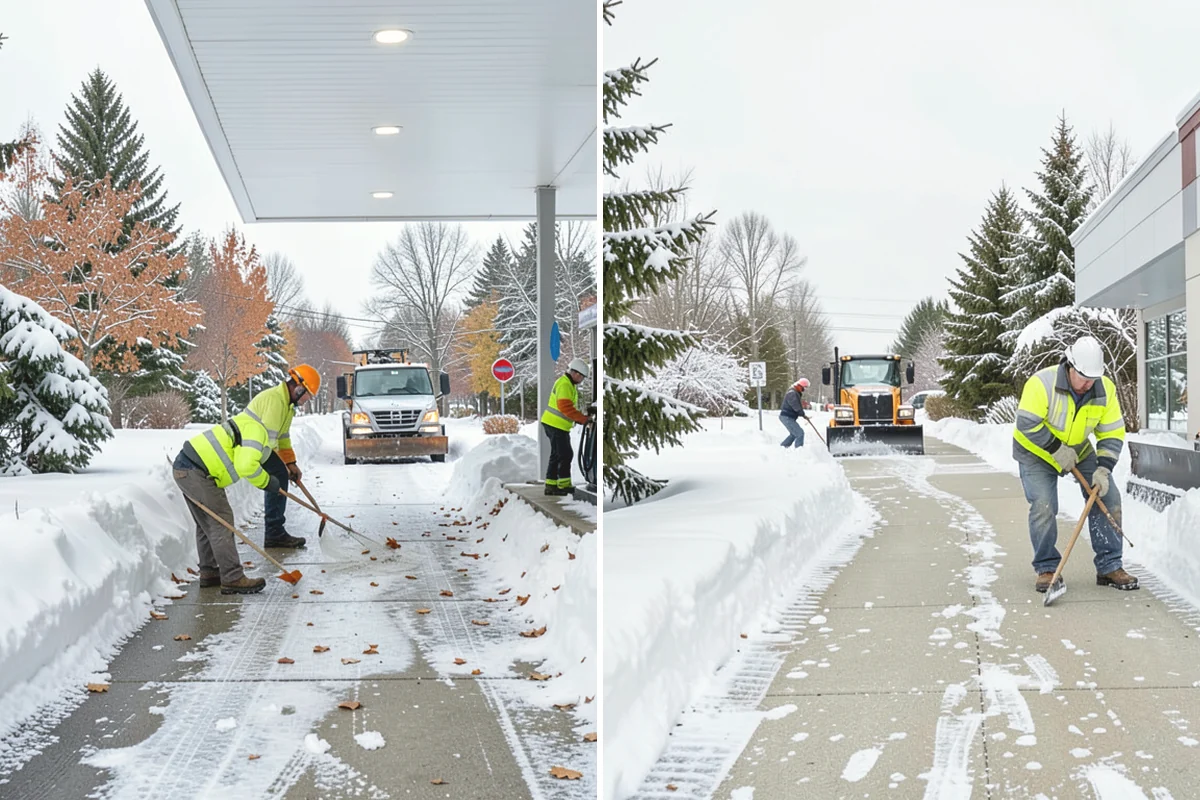 Refreeze Prevention in Oak Harbor, Island County, WA - Clear standing meltwater from low points and shaded zones