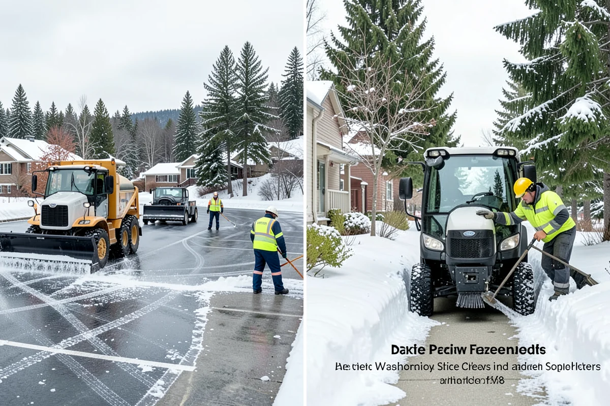 Refreeze Prevention in SeaTac, King County, WA - Clear standing meltwater from low points and shaded zones