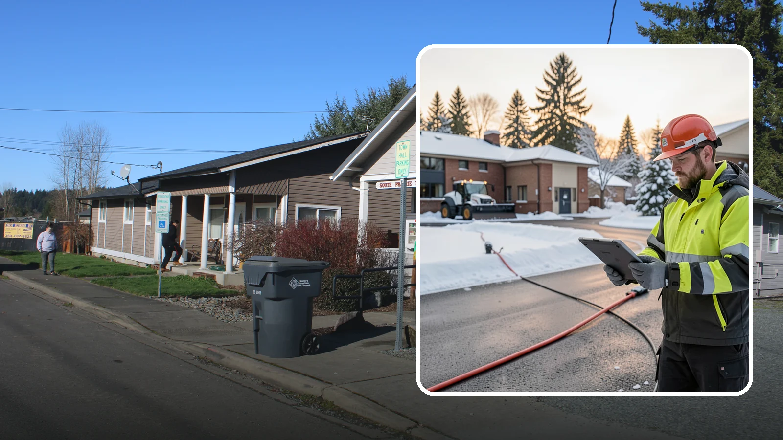 Refreeze Prevention in South Prairie, Pierce County, WA - Refreeze prevention stops daytime meltwater from turning back into dangerous ice once temperatures drop after dark.