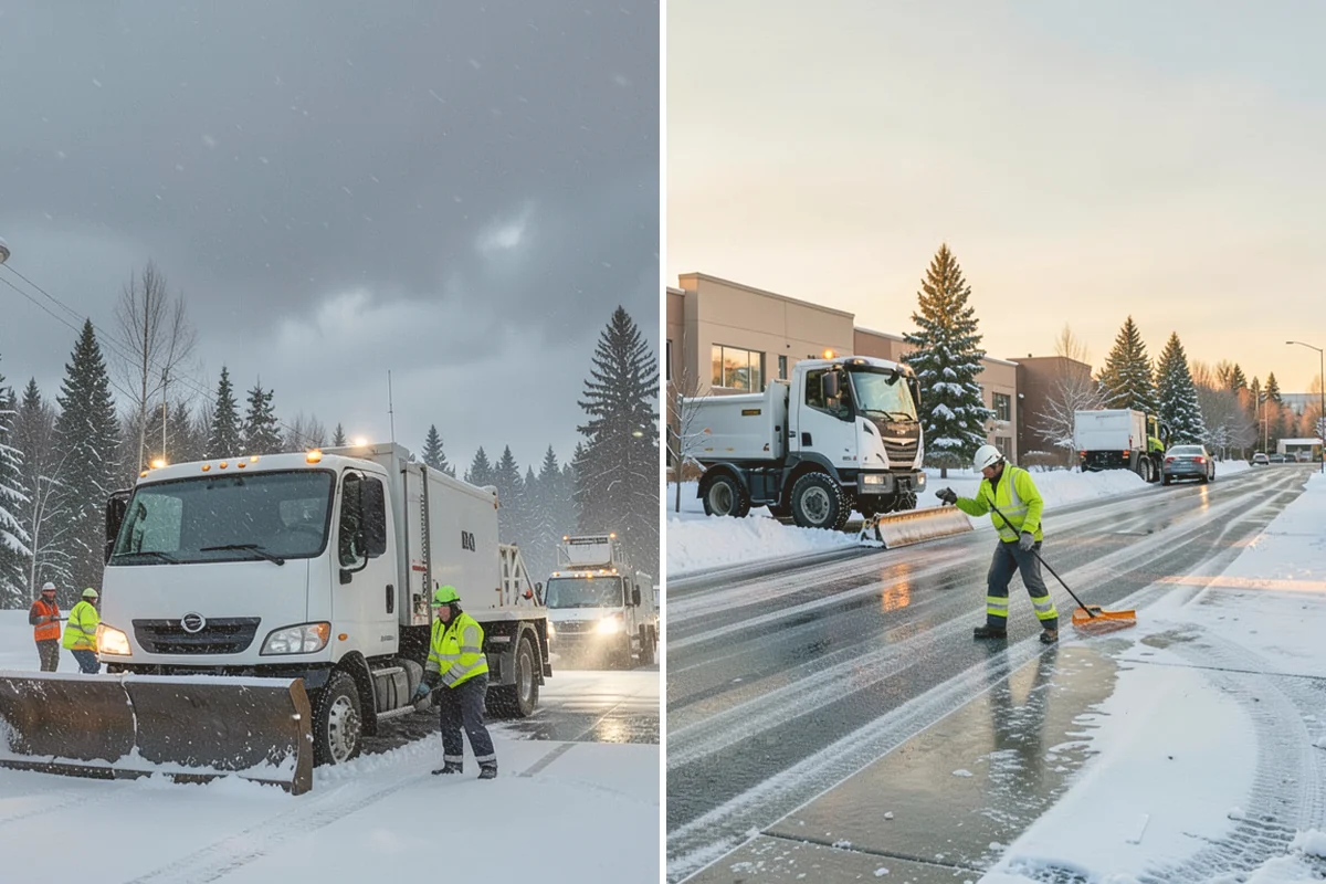 Refreeze Prevention in Stanwood, Snohomish County, WA - Clear standing meltwater from low points and shaded zones