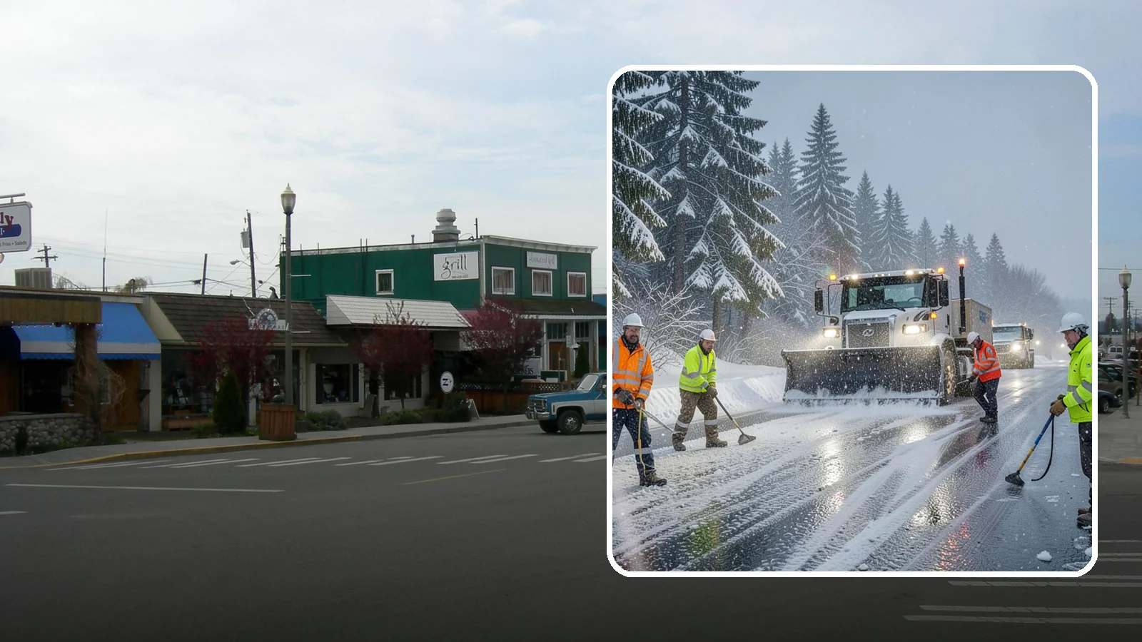 Refreeze Response in Stanwood, Snohomish County, WA - We prevent and treat the overnight refreeze that turns wet Western Washington pavement into ice after dark.