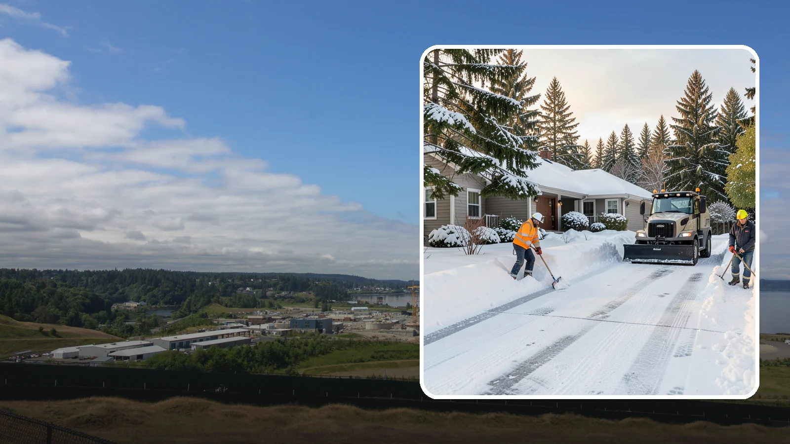 Rental Property Snow Removal in University Place, Pierce County, WA - We handle snow and ice for Western Washington rental properties so owners stay compliant and tenants stay safe.