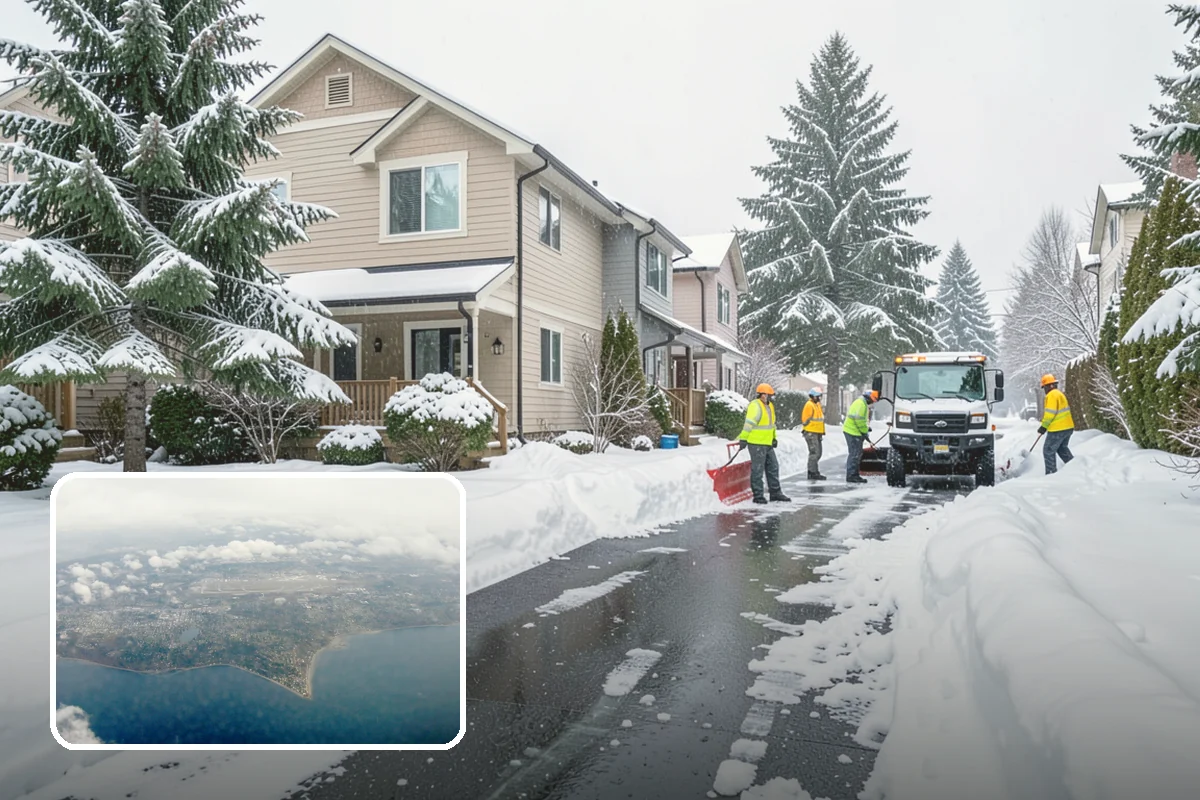 REO Property Snow Removal in Burien, King County, WA - Meets lender and preservation-company clearing requirements