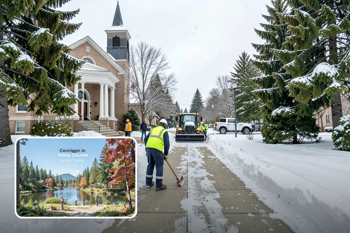 REO Property Snow Removal in Covington, King County, WA - Meets lender and preservation-company clearing requirements