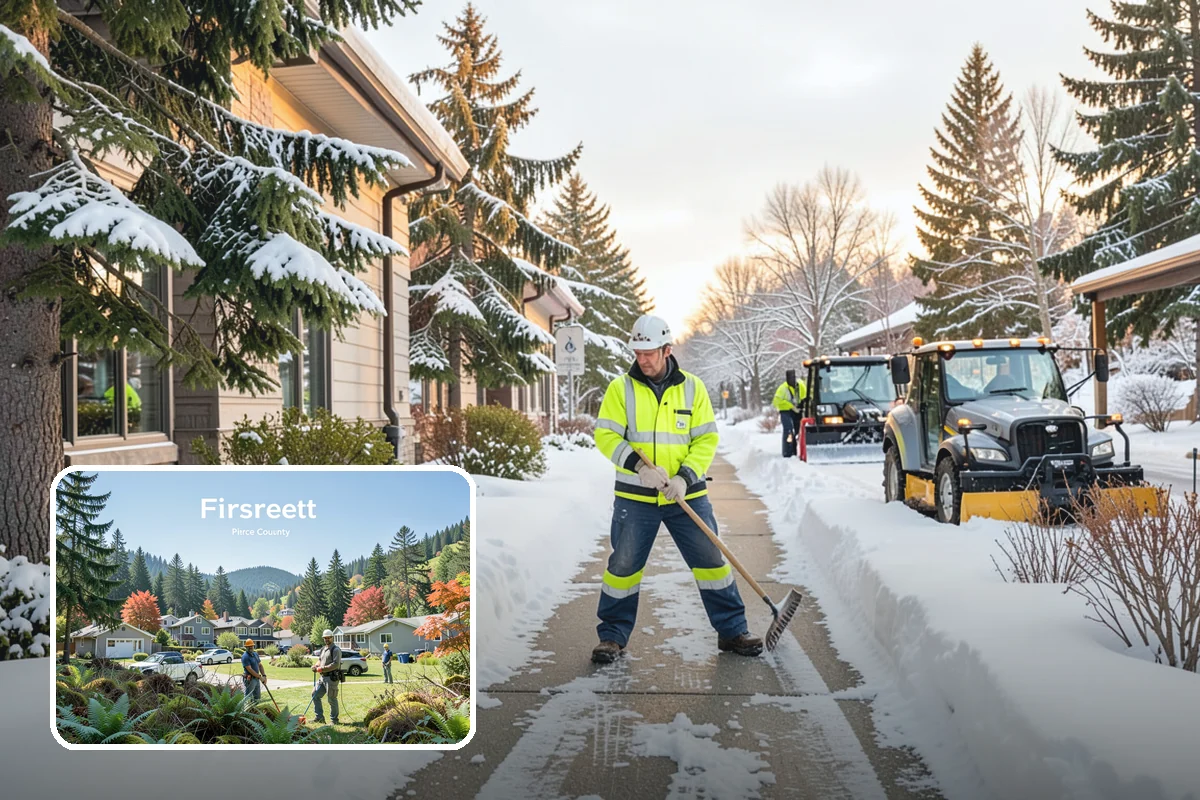 REO Property Snow Removal in Fircrest, Pierce County, WA - Meets lender and preservation-company clearing requirements
