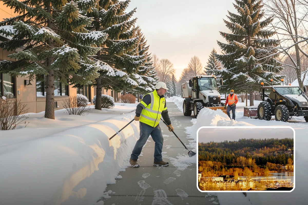 REO Property Snow Removal in Kenmore, King County, WA - Meets lender and preservation-company clearing requirements